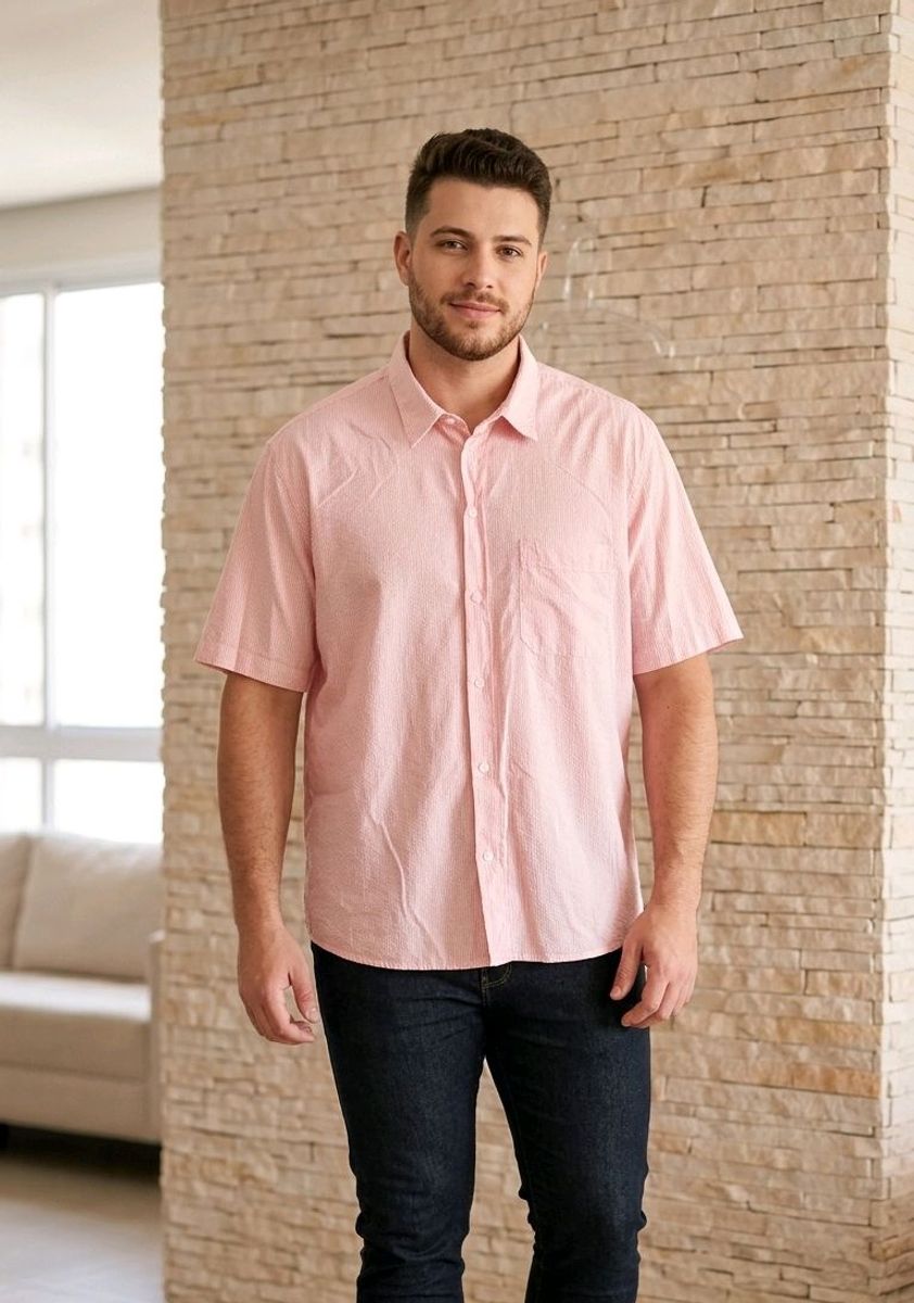 Camisa Tng Manga Curta Listrada Rosa G | Camisa Masculina Tng Usado ...