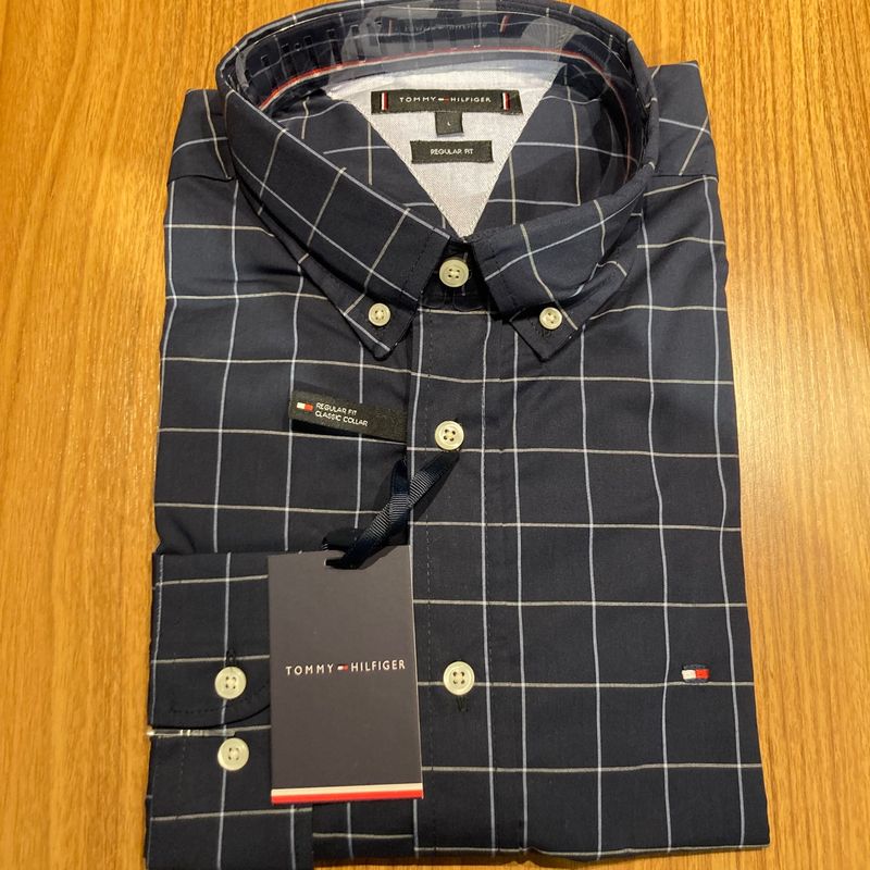 Camisa Tommy Hilfiger Azul Marinho Xadrez | Camisa Masculina Tommy