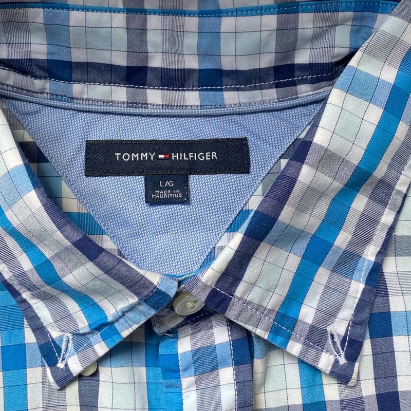 Camisa Tommy Xadrez Azul | Camisa Masculina Tommy Hilfiger Usado