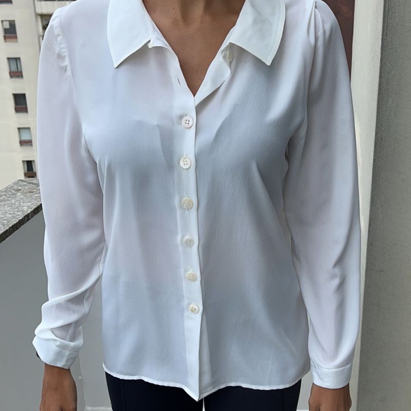 Camisa seda 2024 branca feminina