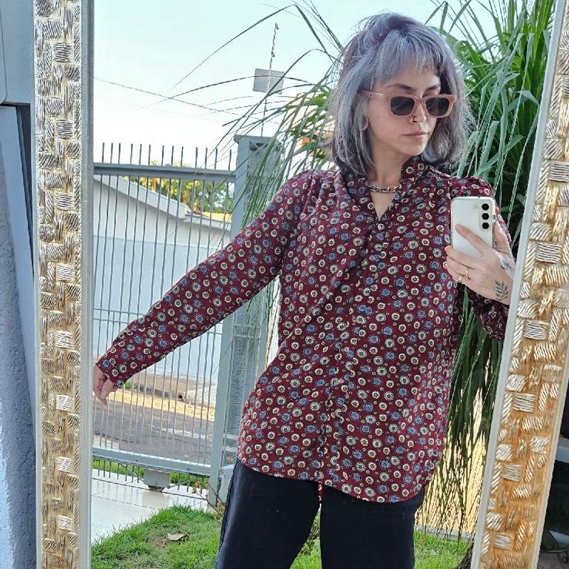 Camisa Vintage Na Seda Estampada Usado 101580031 enjoei