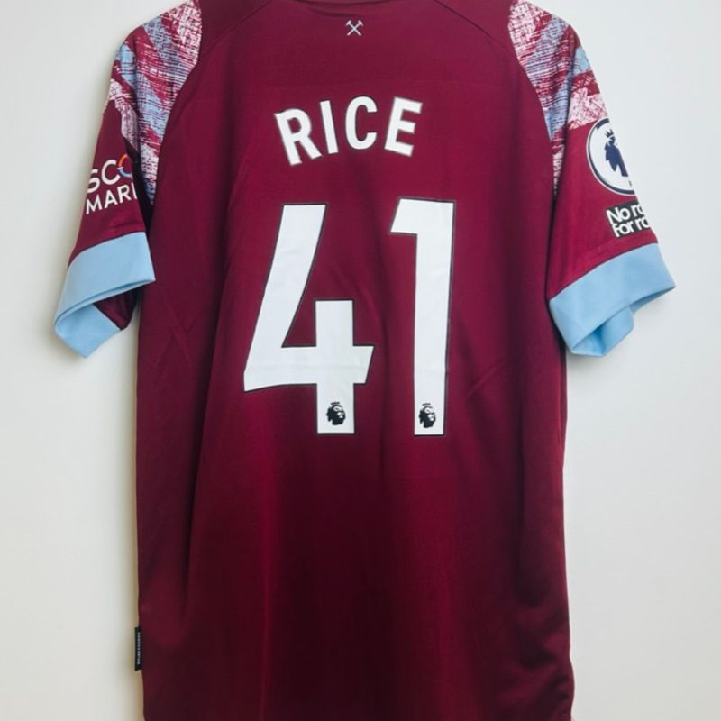 Camisa West Ham Utd 2022/23 Uniforme 1 Declan Rice #41 Premier