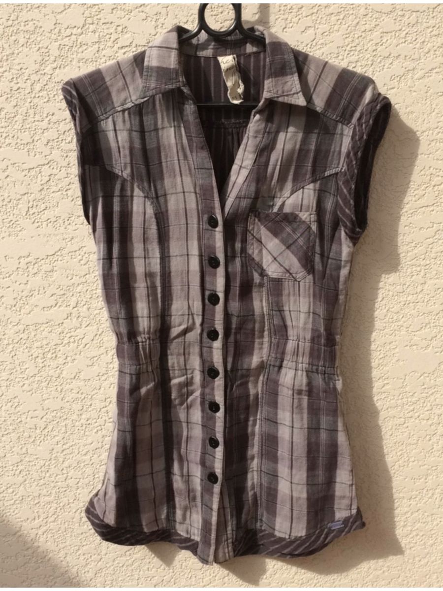 camisa xadrez feminina sem manga