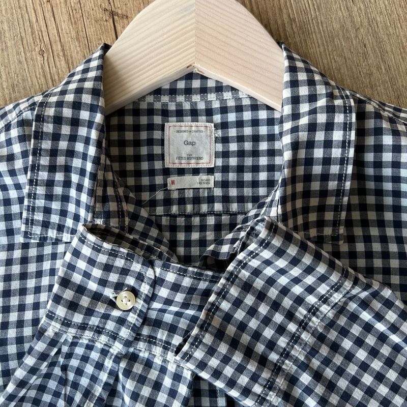 Camisa Xadrez- Azul Marinho & Branca