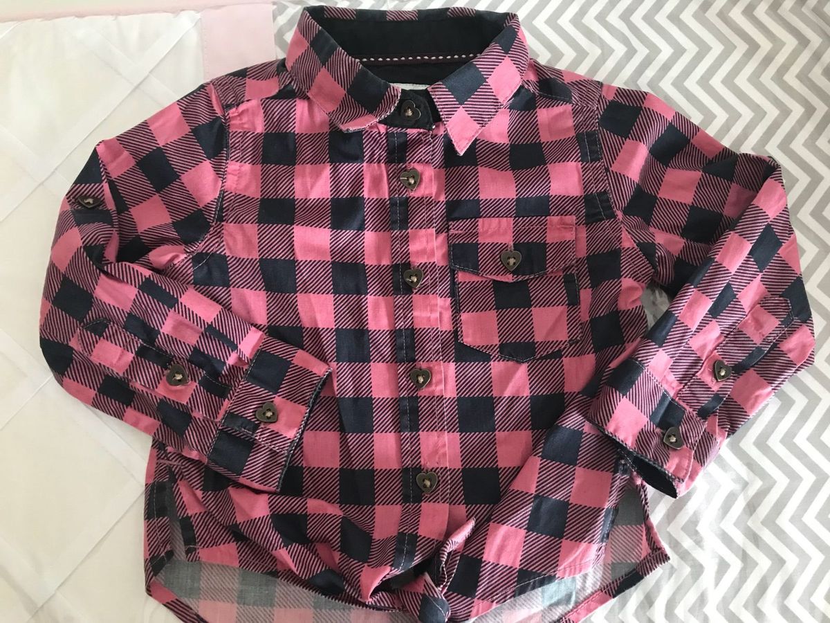 camisa xadrez bebe menina