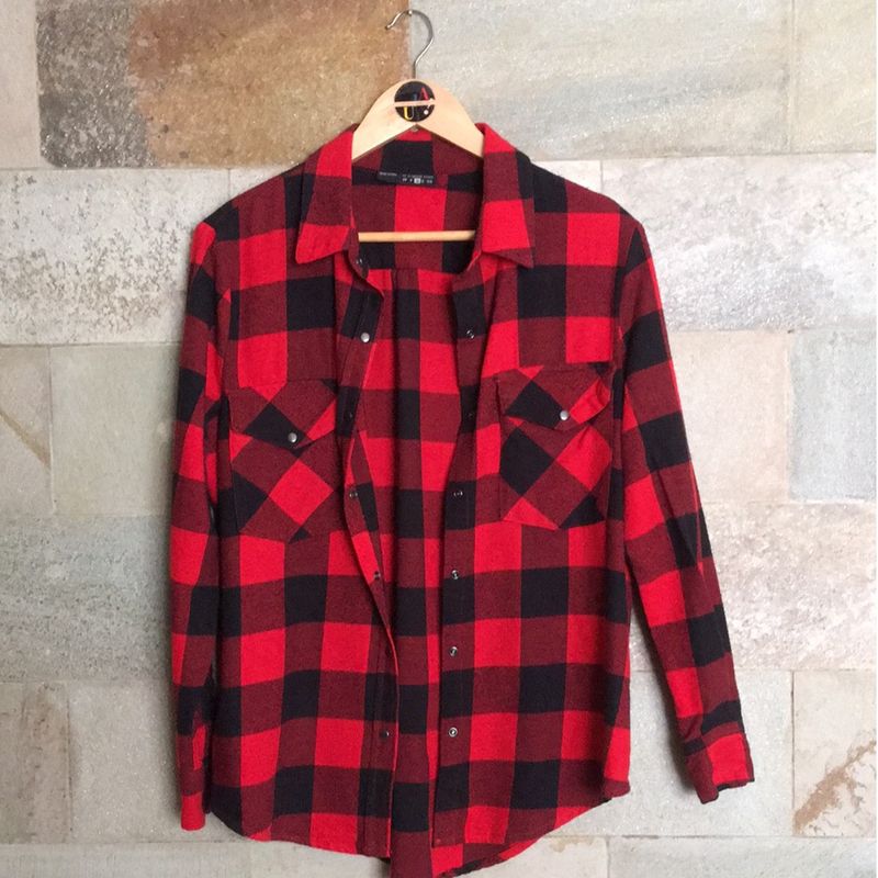 estampa xadrez vermelha renner camisa xadrez