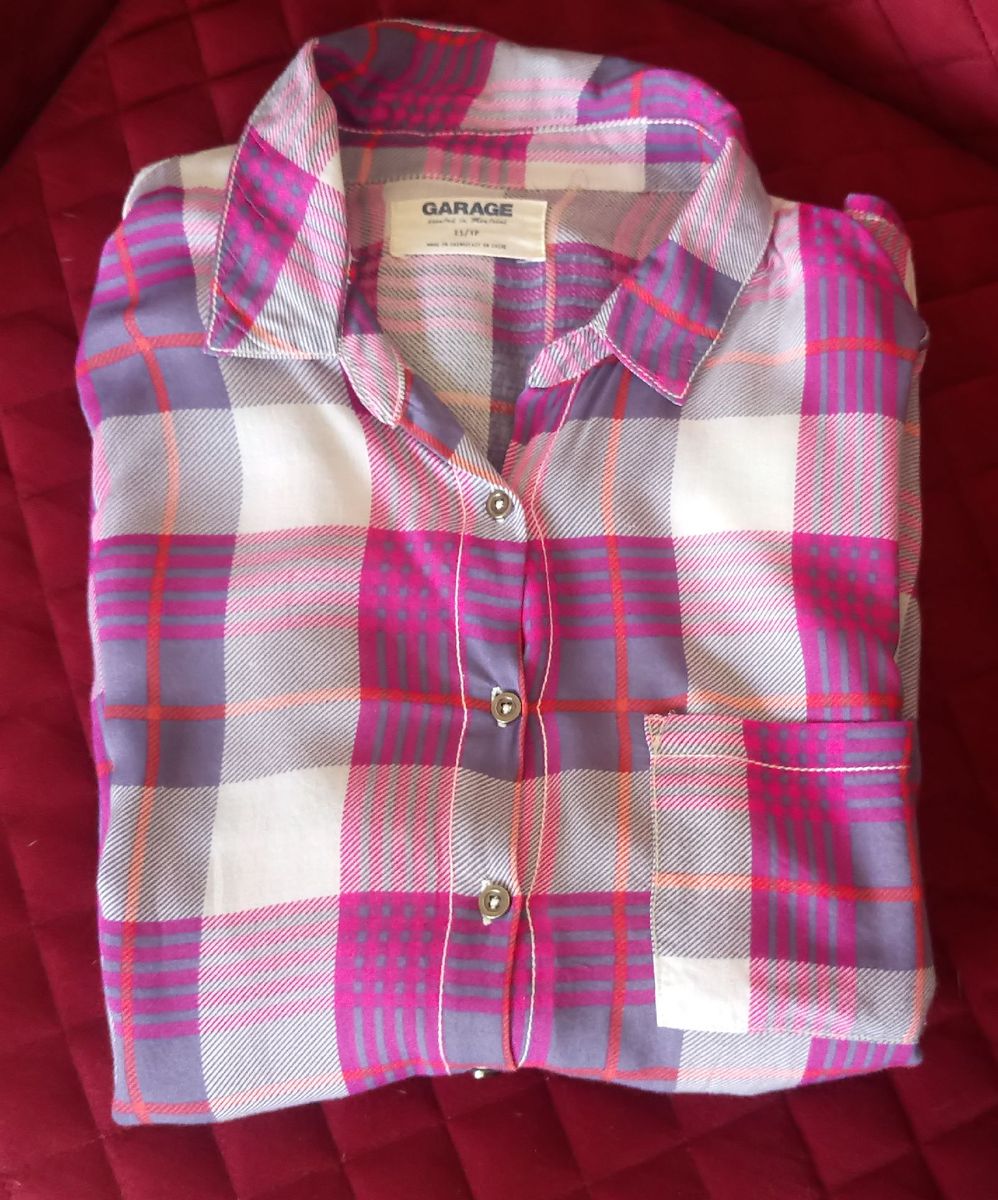 camisa xadrez feminina rosa