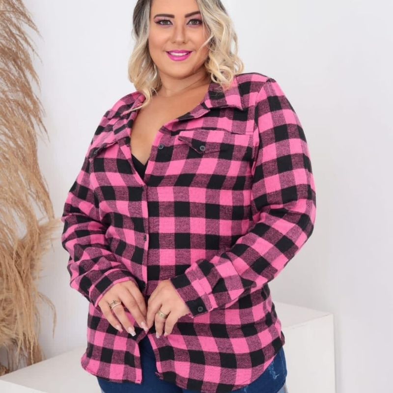 Camisa xadrez feminina store flanelada plus size