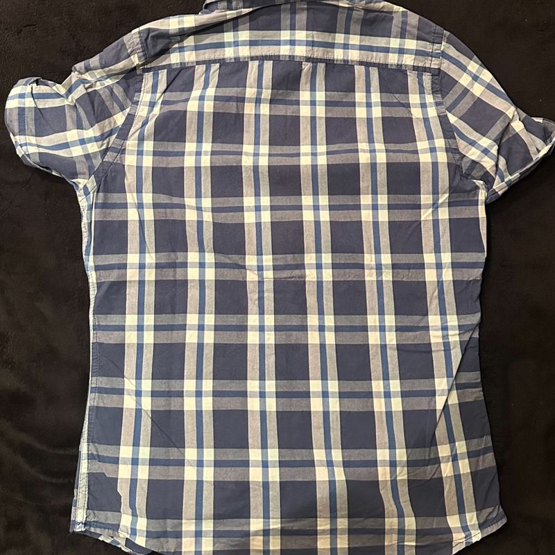 Camisa Xadrez Hollister Masculina Verde e Branca - 100% Algodão - Tamanho G, Brechó Online, Achei Barato Mesmo