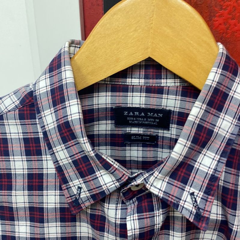 Camisa Slim Fit Xadrez Zara