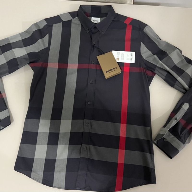 Camisa xadrez 2024 burberry replica