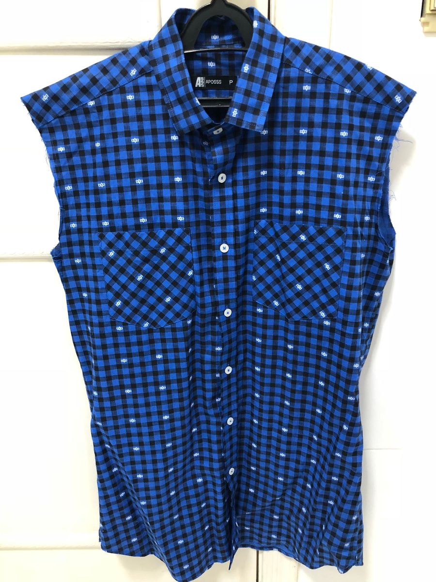 camisa xadrez masculina sem manga