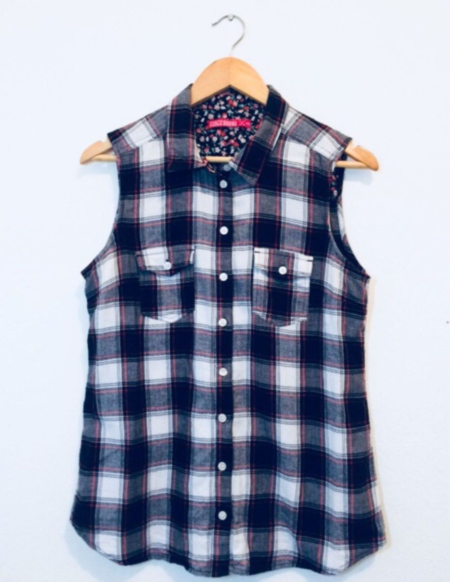 camisa xadrez feminina sem manga