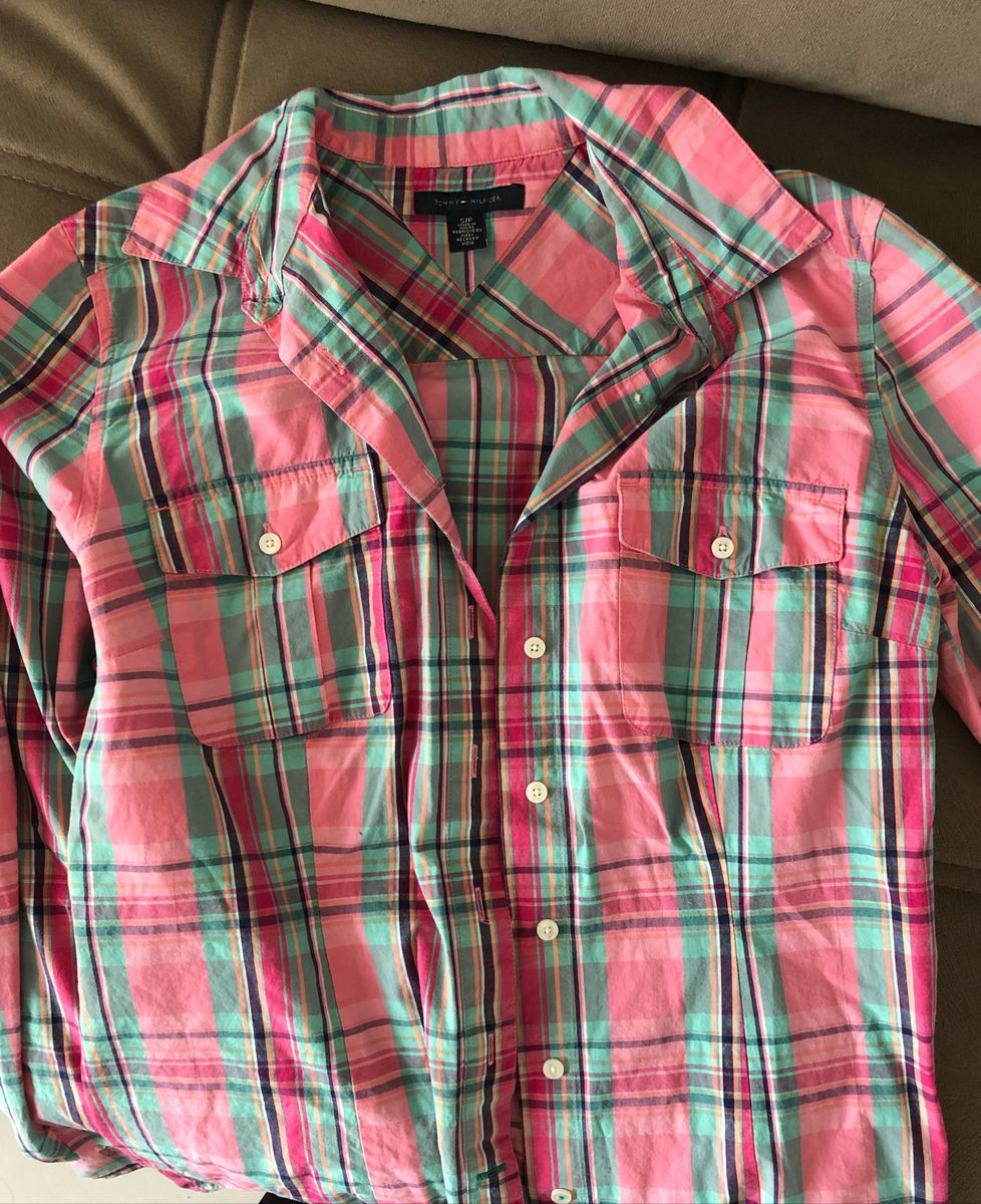 camisa xadrez feminina tommy hilfiger
