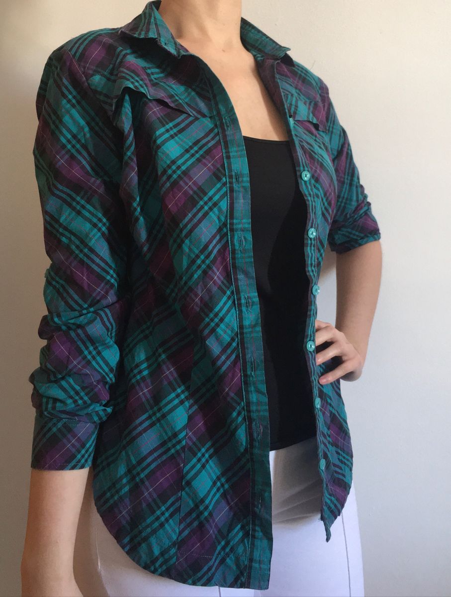camisa xadrez verde feminina
