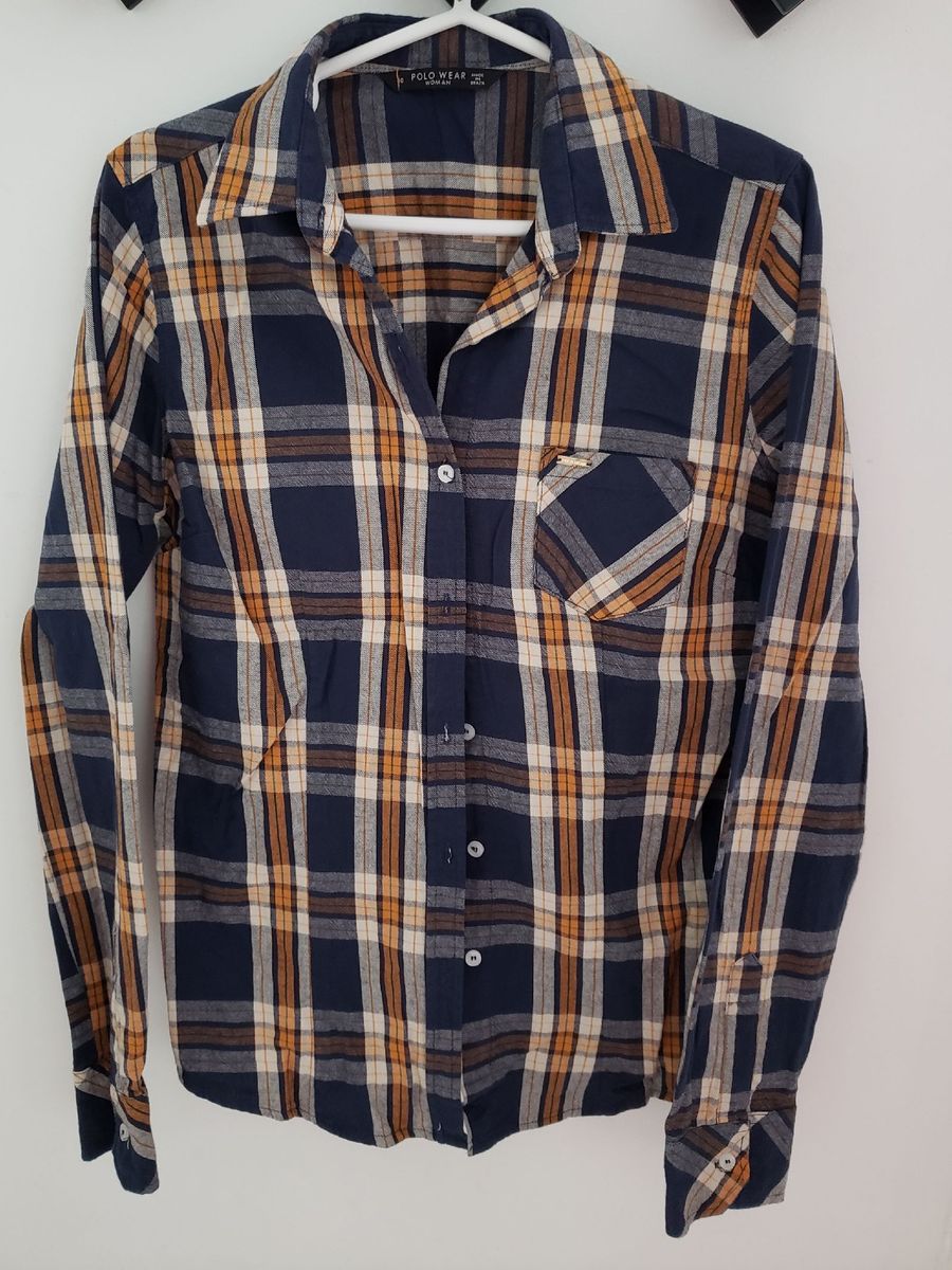 camisa xadrez feminina polo wear