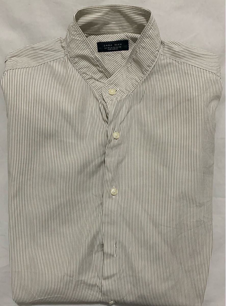 Camisa Zara Off White com Listra, Camisa Masculina Zara Usado 96584296