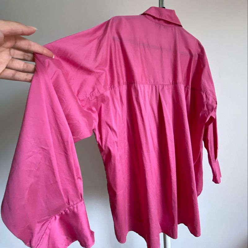 Camisa Zara Rosa Chiclete, Camisa Feminina Zara Usado 34822147, enjoei