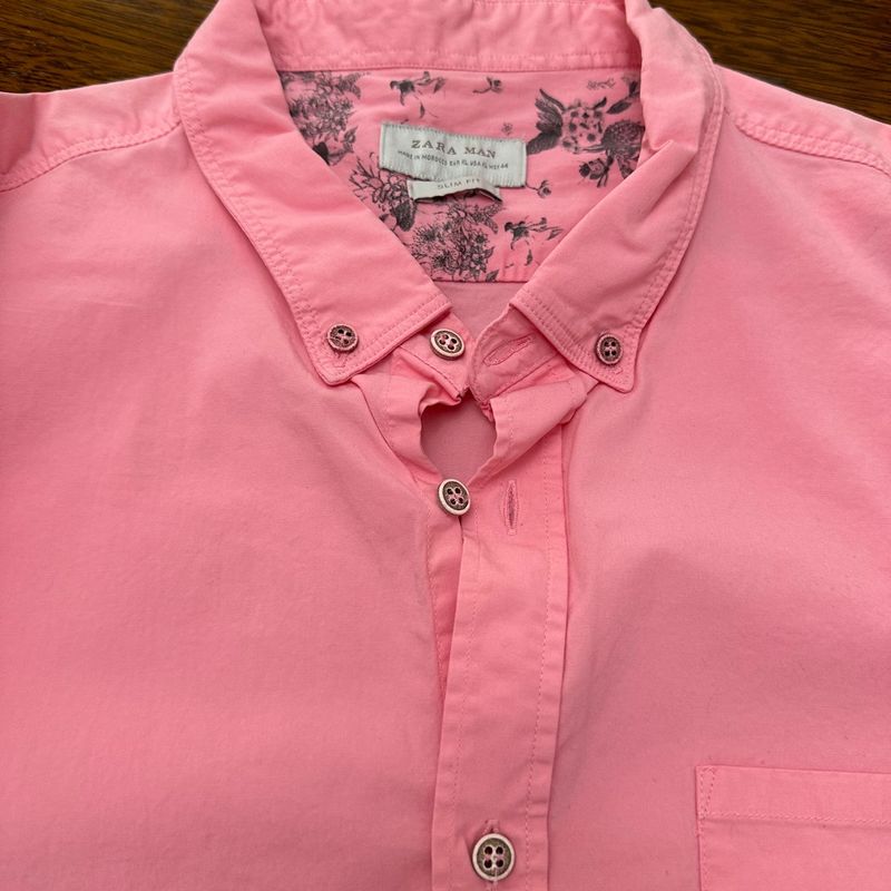 Camisa Zara Rosa, Camisa Masculina Zara Nunca Usado 87990016