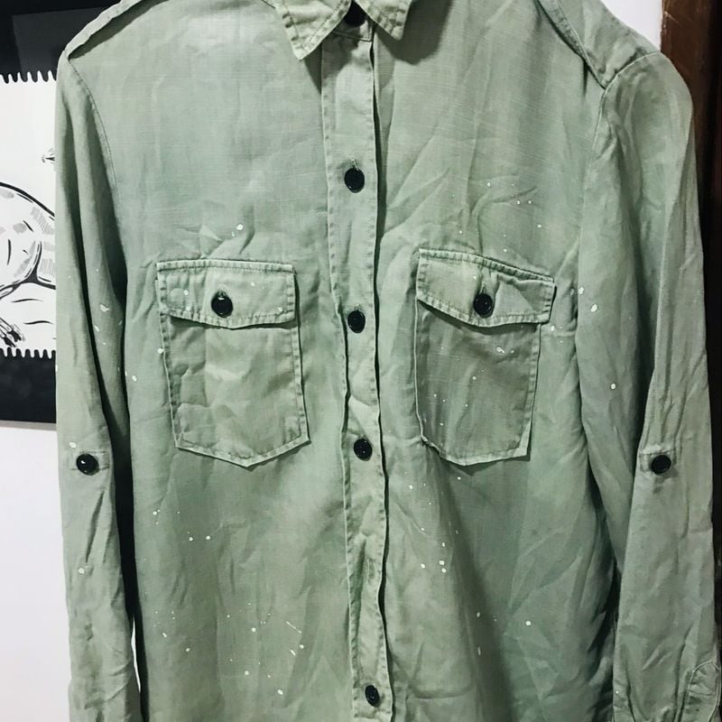 Camisa Zara Verde Militar Camisa Feminina Zara Usado 78886463