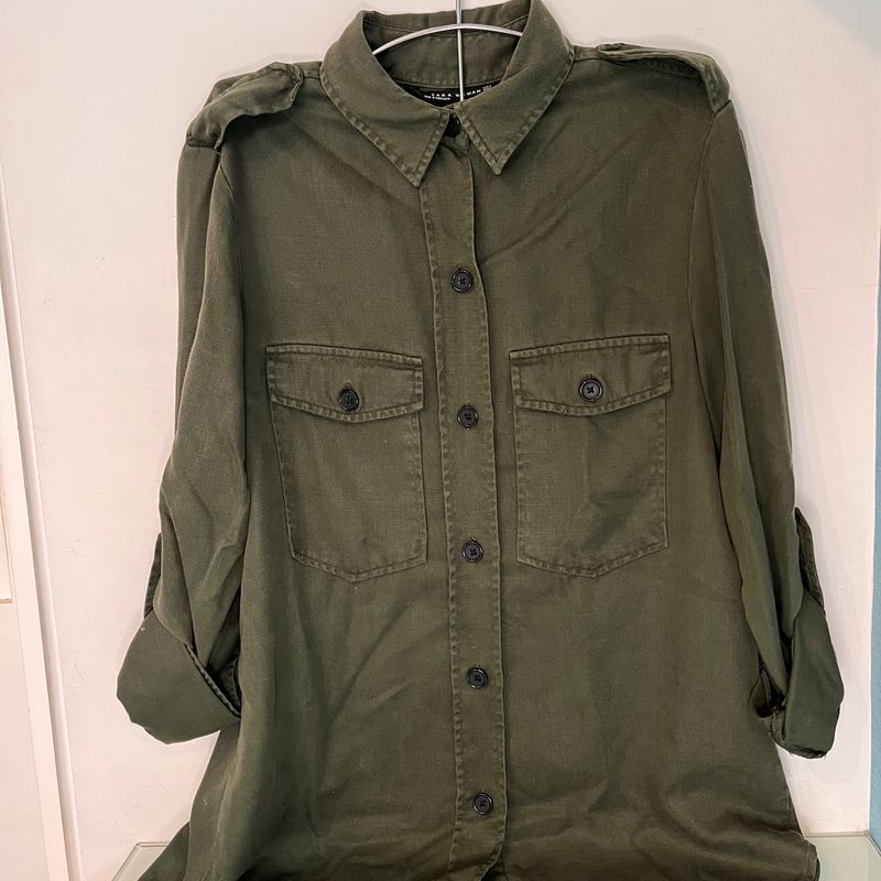 Camisa militar zara sale