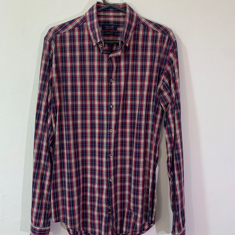 Camisa Slim Fit Xadrez Zara