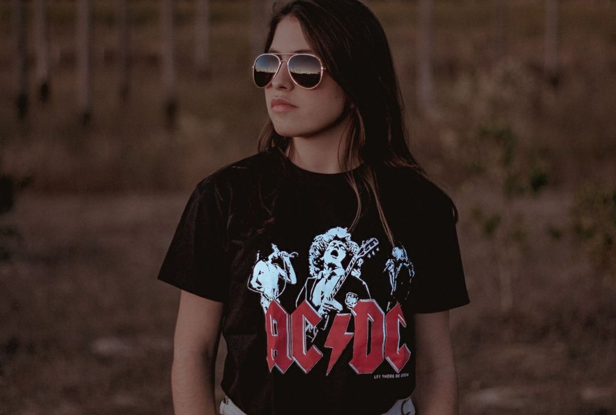 camisa ac dc feminina