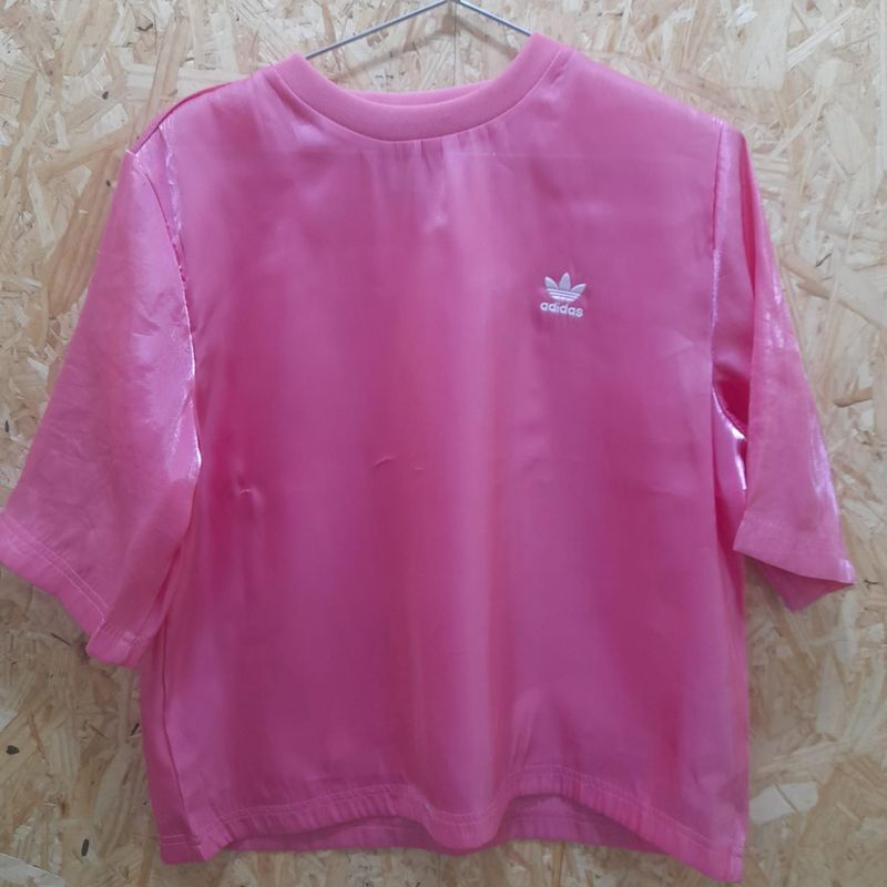 Camiseta adidas best sale trefoil feminina rosa