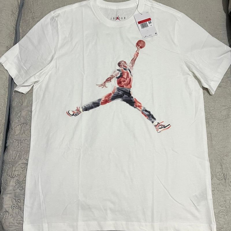 White Polera Air Jordan Shirt Bold Poleras Jordan Polera Manga