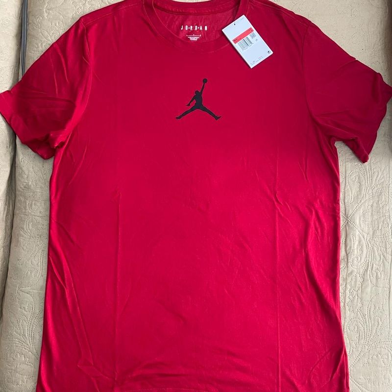 Camiseta Air Jordan Red Logo Jumpman 100 Original Camiseta