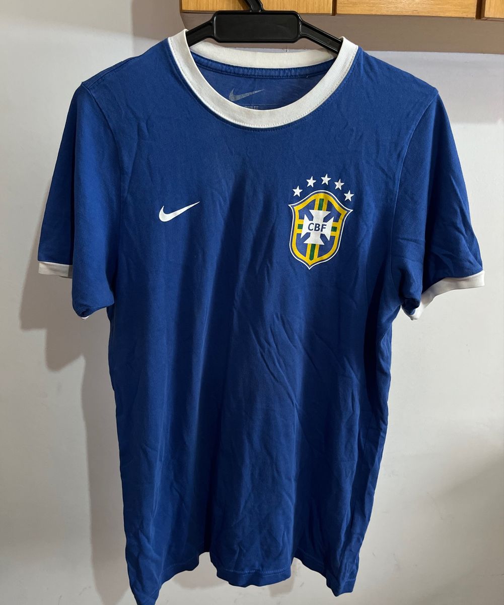 Camisa Camiseta Brasil Seleção Brasileira Nike Azul P Oficial Original, Camiseta Masculina Nike Usado 84616502