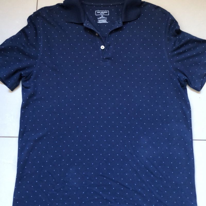 Camisa Van Heusen Reta Poá Azul-marinho - Compre Agora