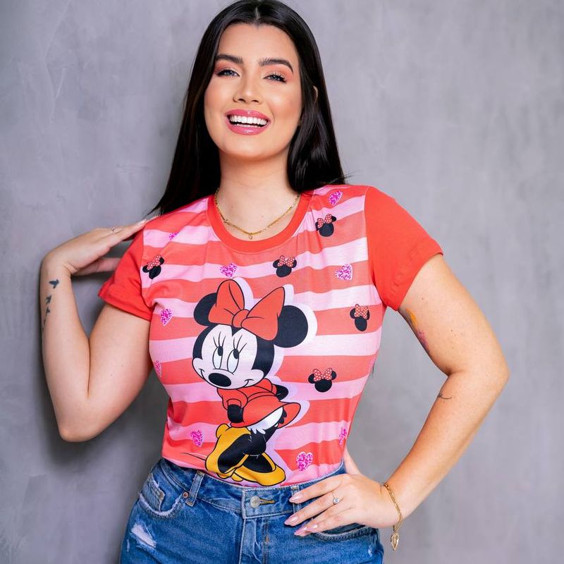 Camiseta Blusa Feminina Babylook Personagem da Minnie Premium Dia Dia  Algodão Tamanho G Nova, Camiseta Feminina Nunca Usado 90765072