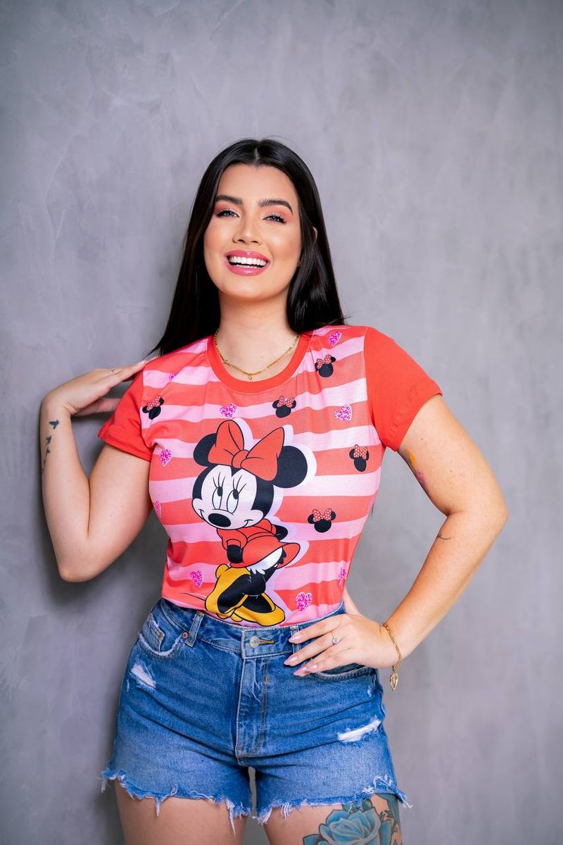 Camiseta Blusa Feminina Babylook Personagem da Minnie Premium Dia Dia  Algodão Tamanho G Nova, Camiseta Feminina Nunca Usado 90765072