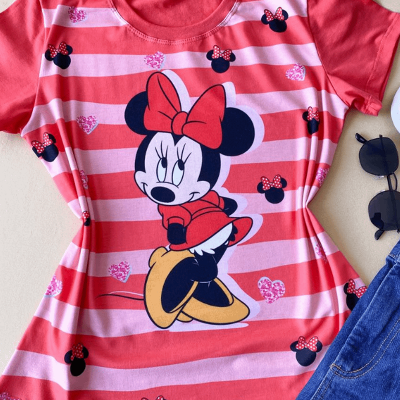 Camiseta Blusa Feminina Babylook Personagem da Minnie Premium Dia Dia  Algodão Tamanho G Nova, Camiseta Feminina Nunca Usado 90765072