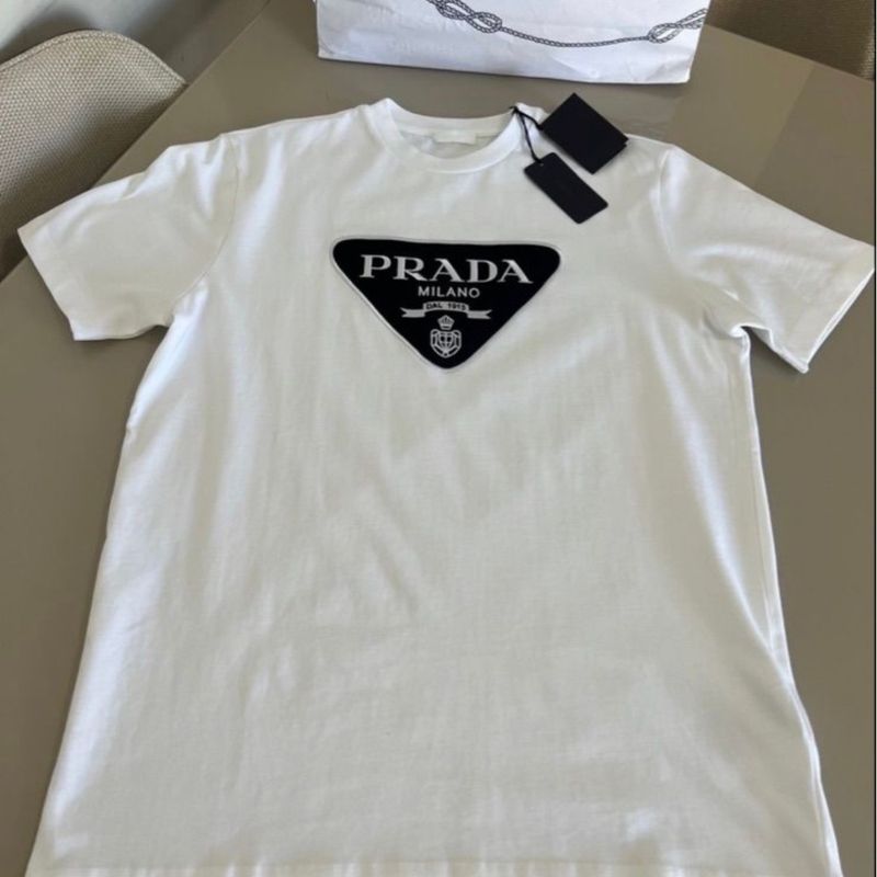 Camiseta Branca Original Prada, Camiseta Masculina Prada Nunca Usado  94878112