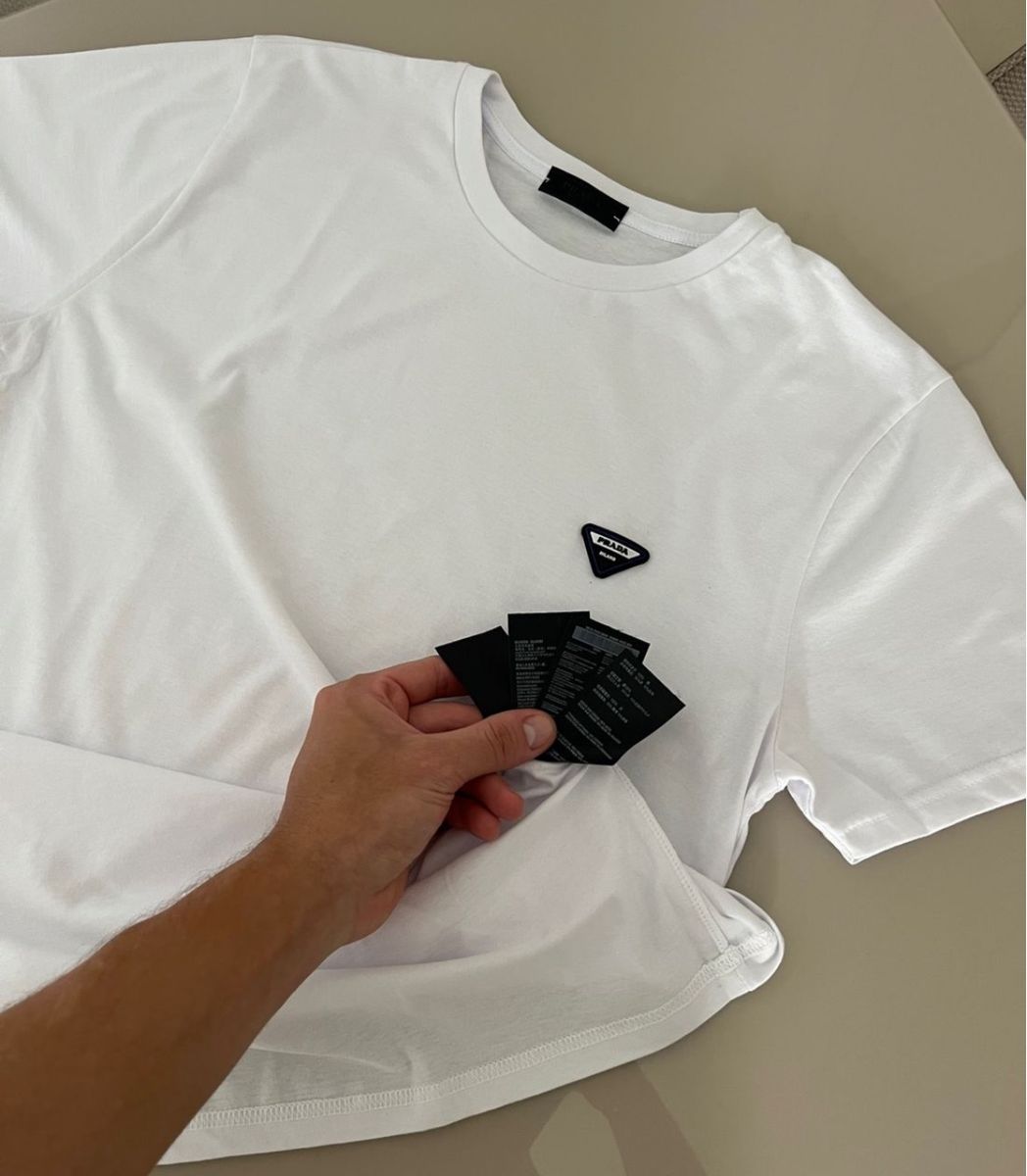 Camiseta Branca Original Prada, Camiseta Masculina Prada Usado 85096515