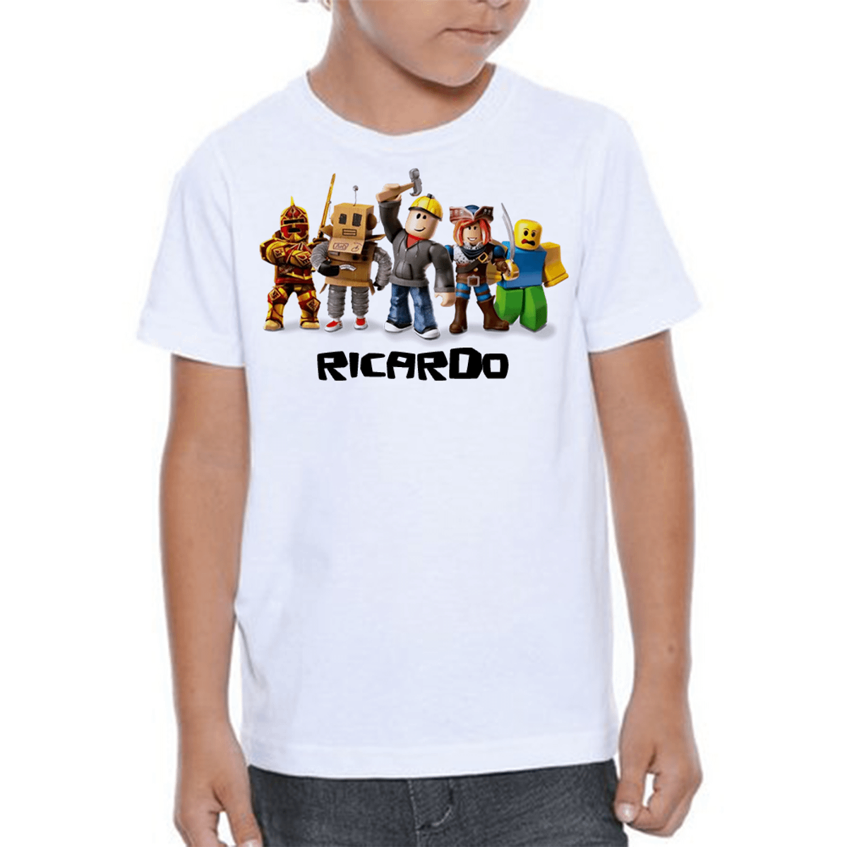 Camiseta Camisa Infantil Roblox Personalizada com Nome