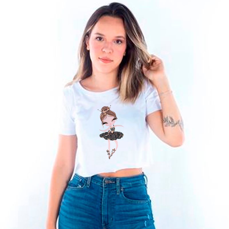 Blusa Bailarina Cropped Feminina Preta - Compre agora