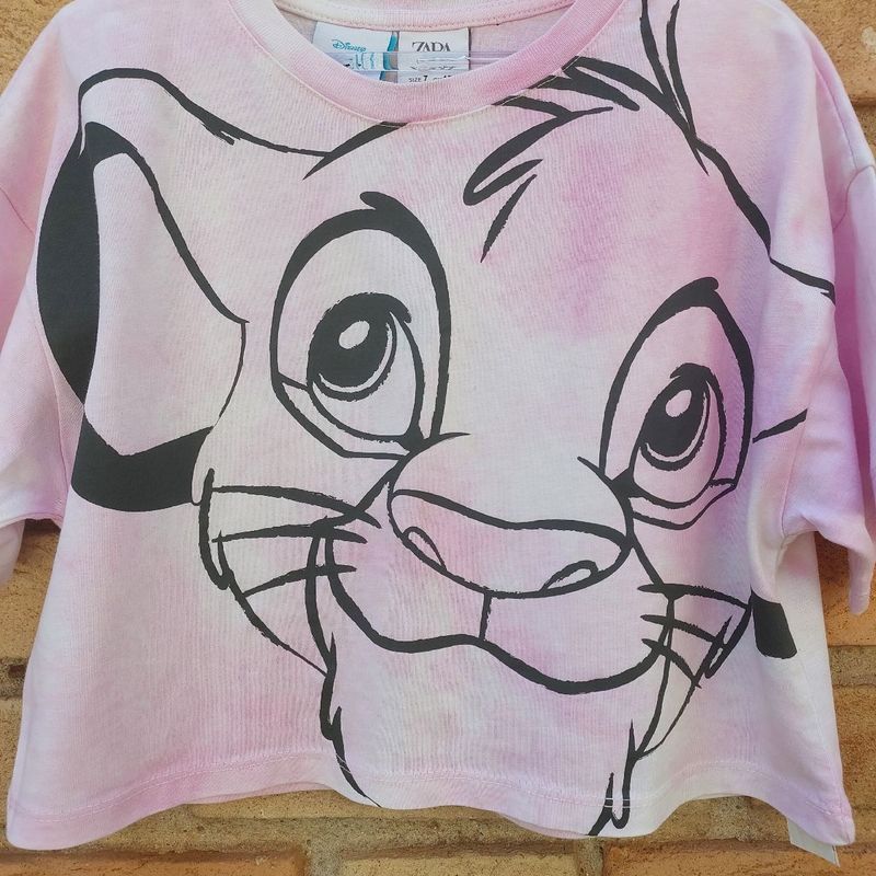 Camiseta Cropped Rosa Simba Tam 7 Anos Zara Roupa Infantil para Menina Zara Usado 91985343 enjoei