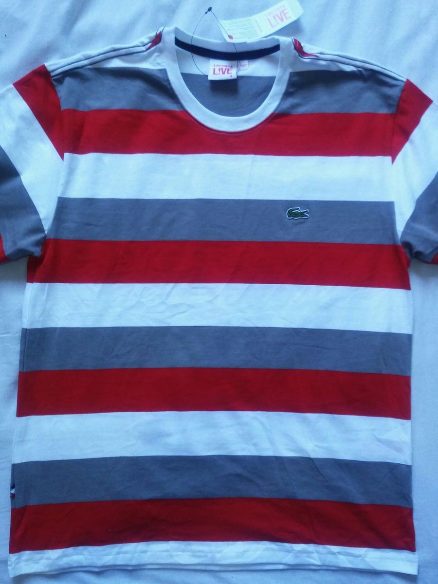 camisa listrada da lacoste