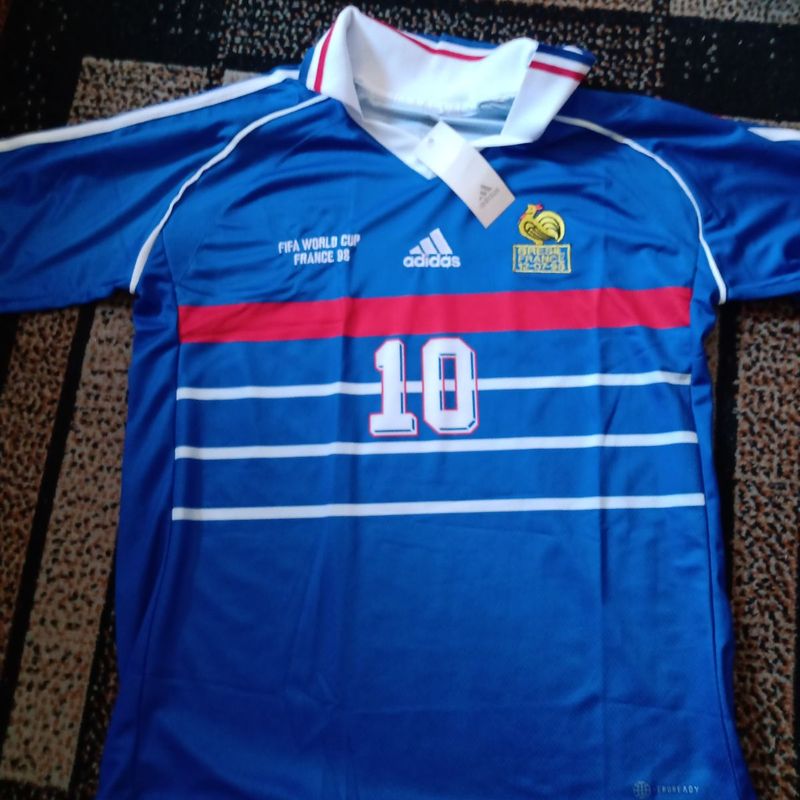 Camisa de Time França Retrô 1998 Zidane 10 Copa do Mundo Vs