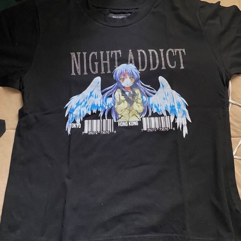 Camiseta Design Anime Preta  Camiseta Masculina Night Addict