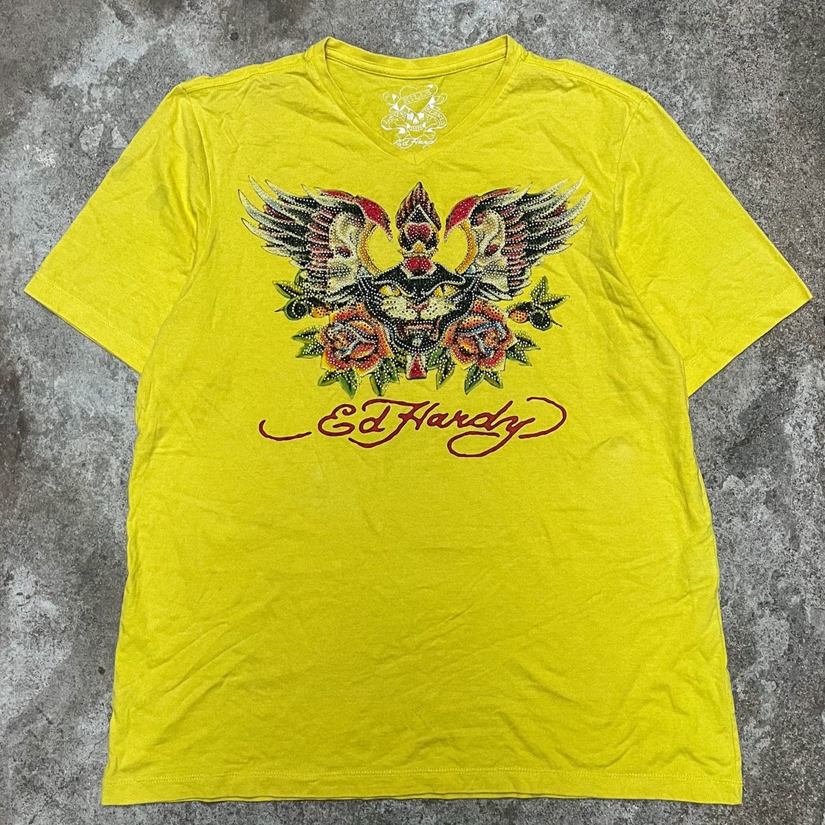 Camiseta Ed Hardy Amarela | Camiseta Masculina Ed Hardy Usado 93729664 ...