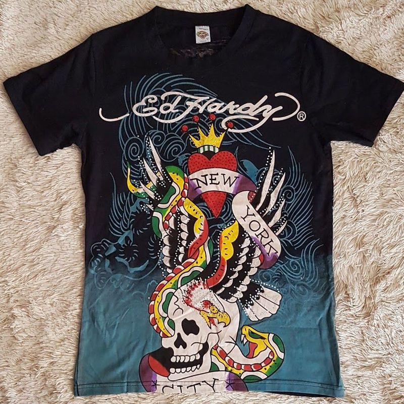 Camiseta Ed Hardy By Christian Audigier Preta Original Tam M
