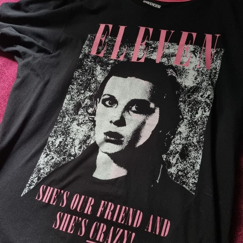 Camiseta Eleven Stranger Things Preta Camiseta Feminina