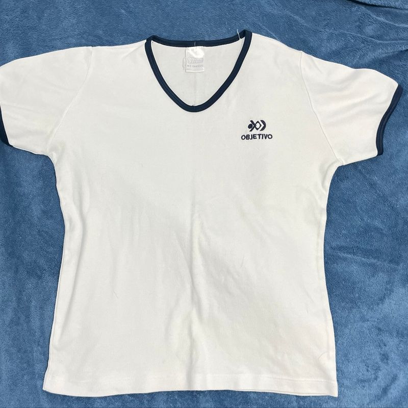 Uniforme Camiseta Escolar Branca Colegio Objetivo Objetivo Usado