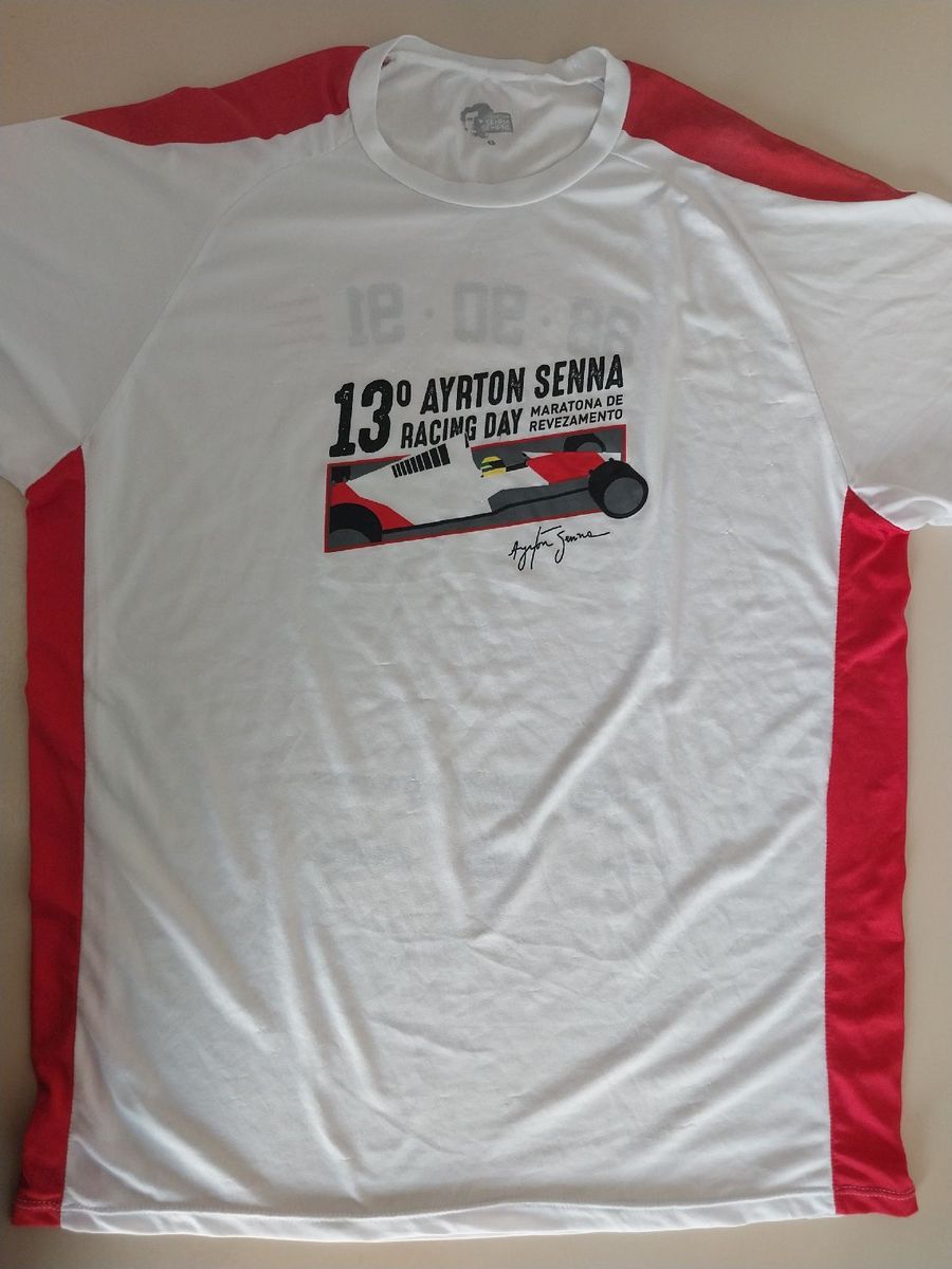 Camiseta Esportiva Ayrton Senna Branca Camiseta Masculina Ayrton