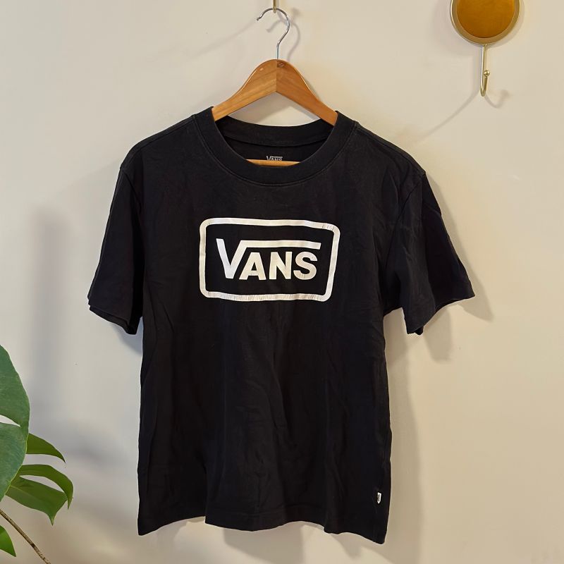 Camiseta Feminina (Baby Look) Vans Preta Algodão Tamanho Large (G