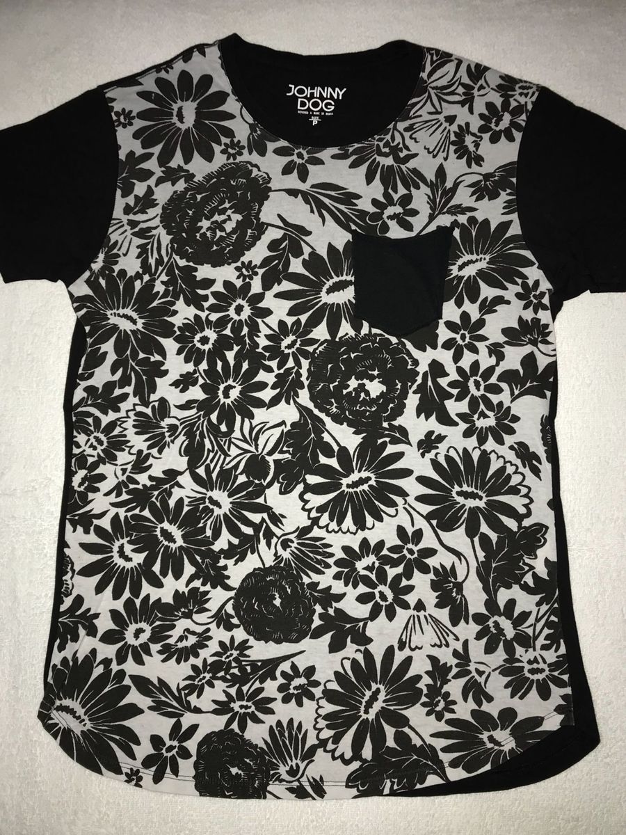 camisa florida preta masculina